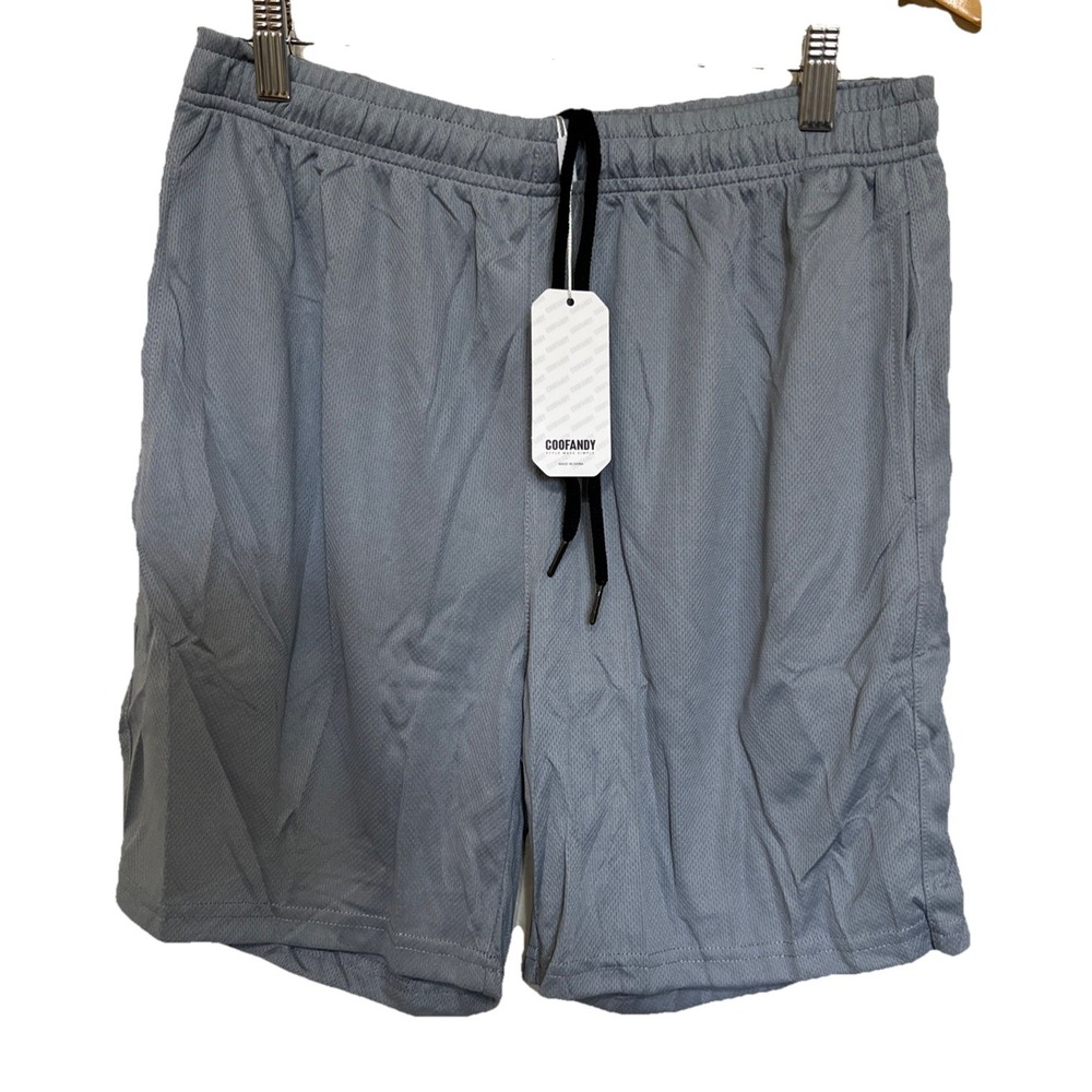 COOFANDY Men's Shorts Size‎ M Gym Workout Fitness Bottoms Gray  w/ Pockets